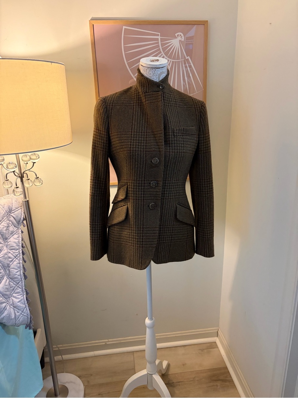 Tailored Women’s Plaid Button-Up Blazer Jacket - Brown Ralph Lauren 4p